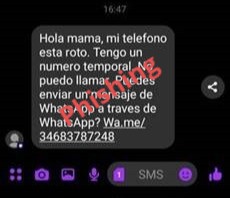 Estafa sms Hola mama mi teléfono esta roto